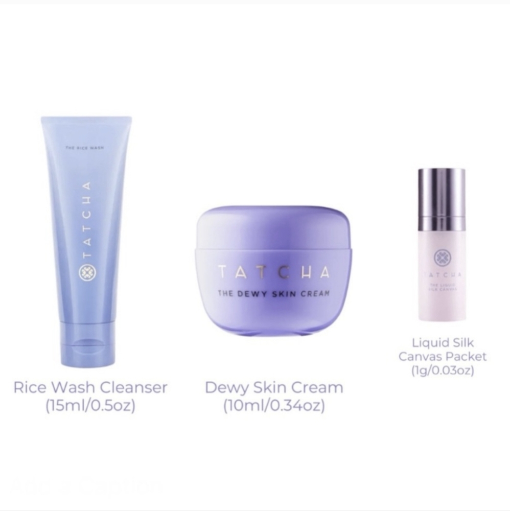 NIB Tatcha Rice Wash, Dewy Skin Crēam & Liqûid Silk Canvas Minis